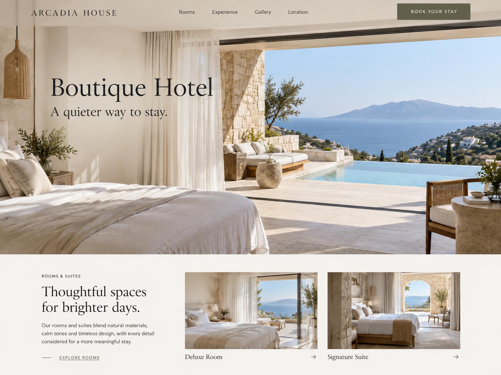 ARCADIA HOUSE website design preview