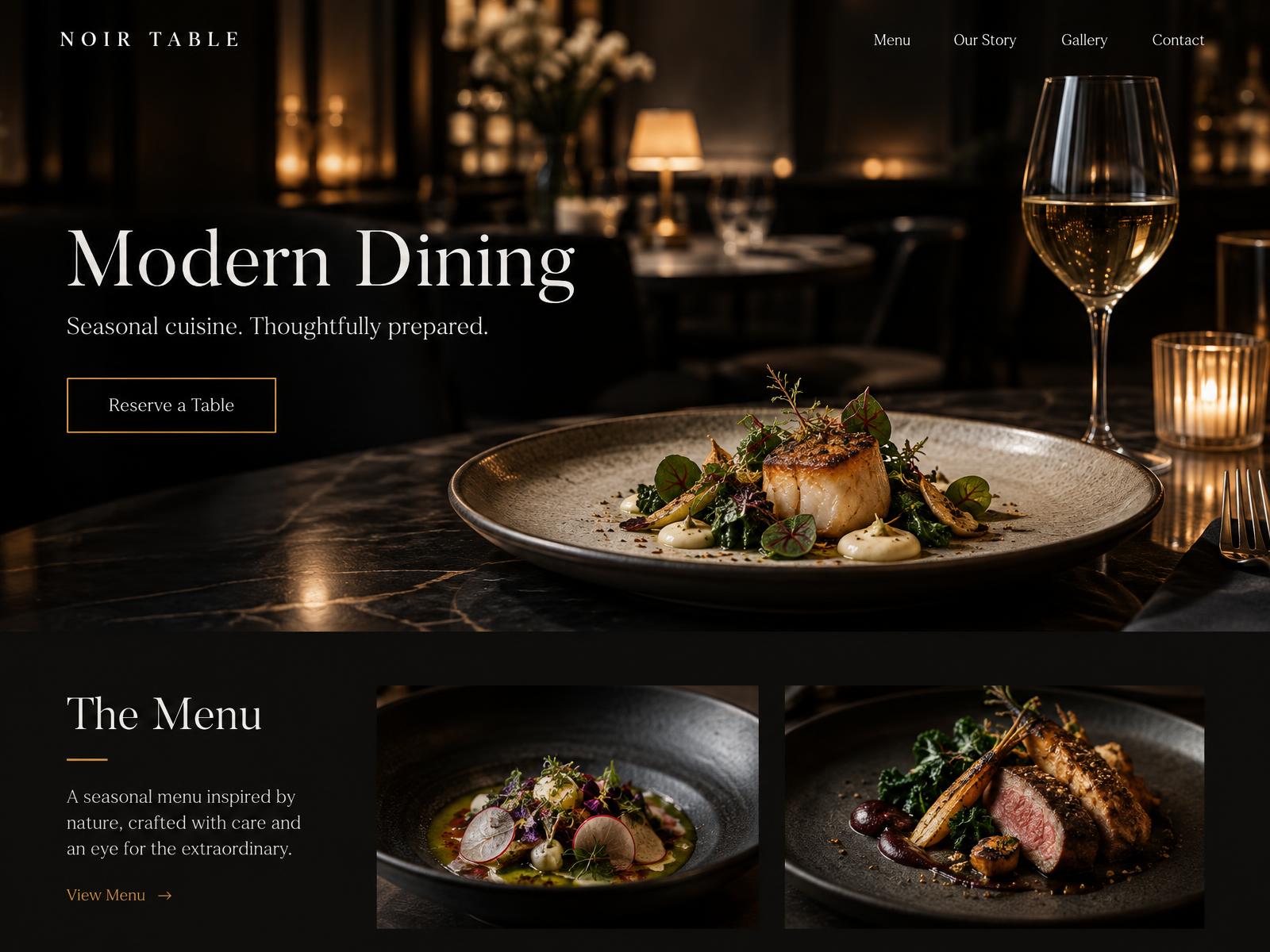 NOIR TABLE website design preview