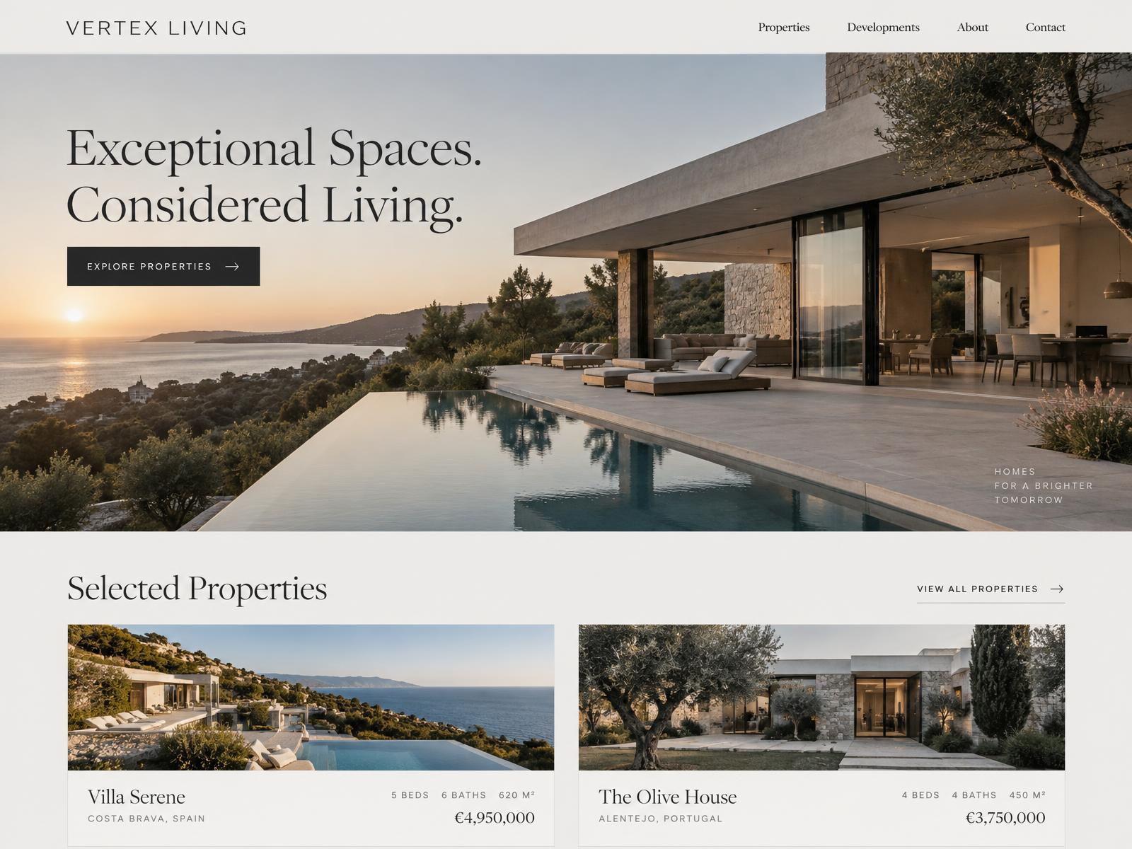VERTEX LIVING website design preview